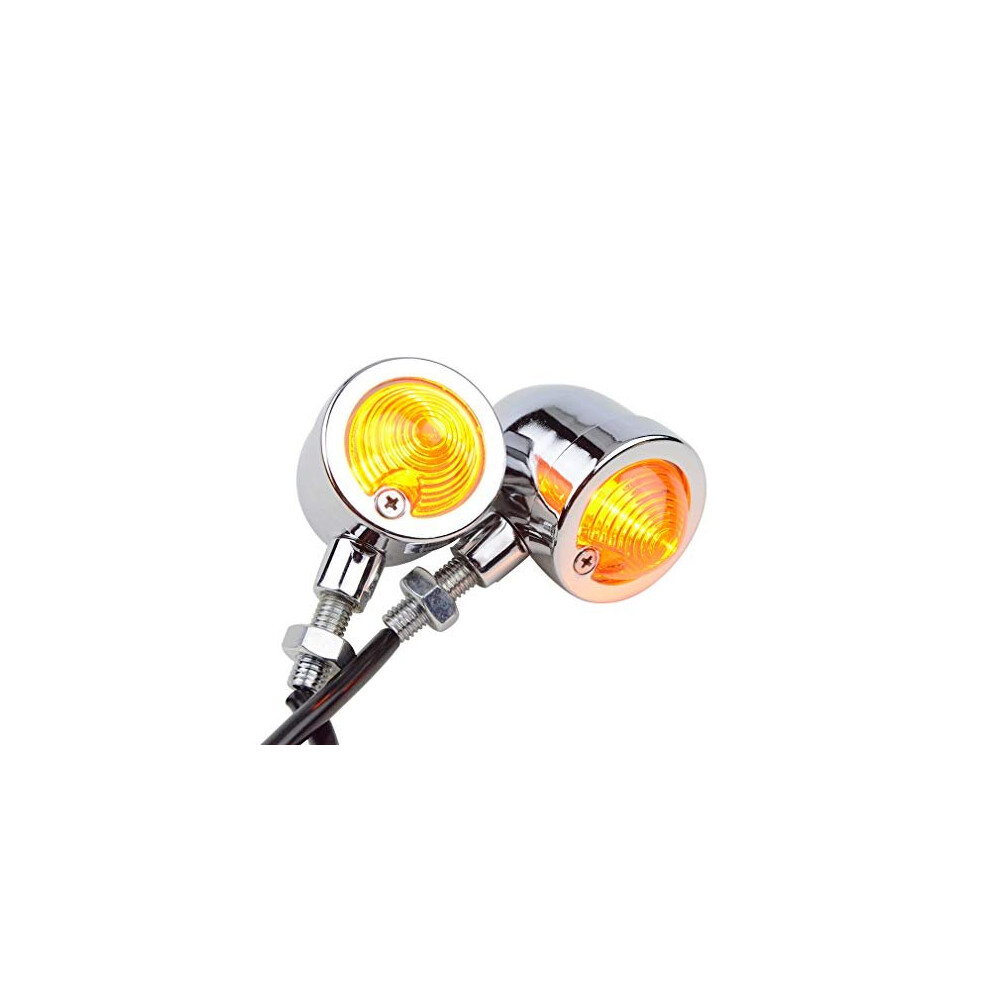 12V 10W Motorcycle Vintage Refit Bullet Flashing Head Lamp Mini Turn Signals Indicator Motorbike Racer Amber/Light 603849998905