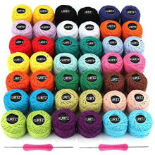 Colourful Crochet Yarn 42 Balls 2 Crochet Hooks Included 1mm 2mm Each Thread Ball Weighs 5g018oz Total of 1512m1680 Yards of Coloured Cotton Yarn