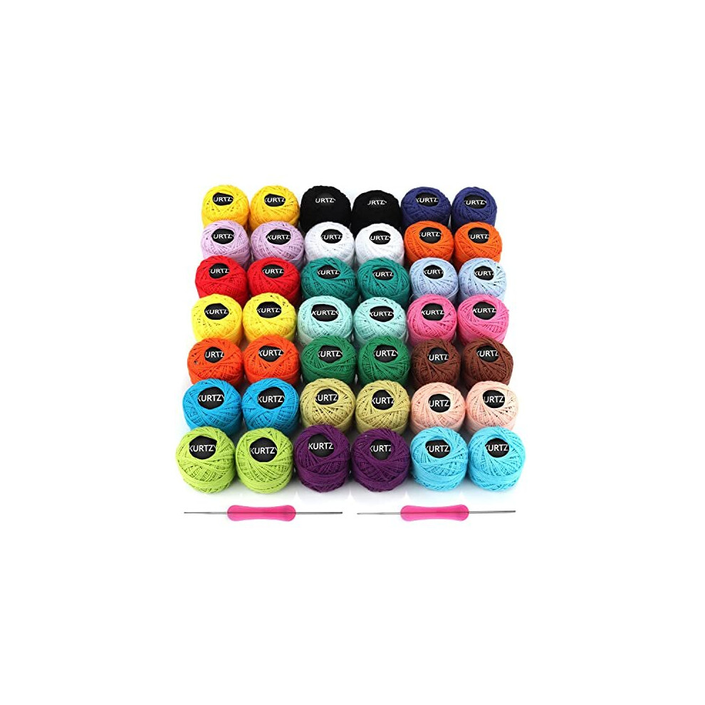 Colourful Crochet Yarn 42 Balls 2 Crochet Hooks Included 1mm 2mm Each Thread Ball Weighs 5g018oz Total of 1512m1680 Yards of Coloured Cotton Yarn