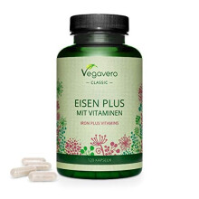 Iron Supplement Vegavero 14 mg No Additives with Vitamin C B Vitamins 120 Capsules Vegan