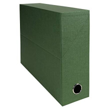 Ref 89523E Canvas Transfer Box 250 x 330mm in Size Suitable for Storing A4 Documents 90mm Spine Metal Finger Hole Spine Label Green