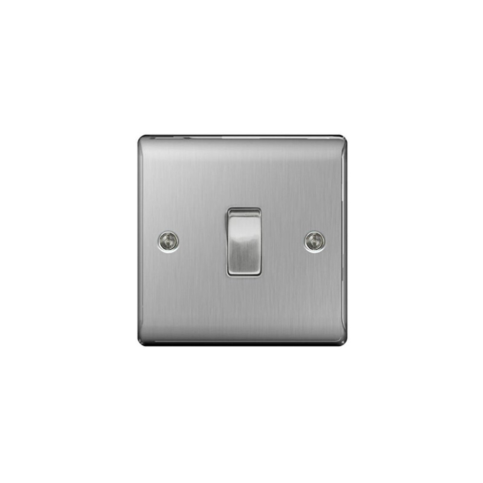 BG Nexus NBS Range Brushed Steel Switches Sockets Full Range of Matching Items 1 Gang 2 Way Light Switch