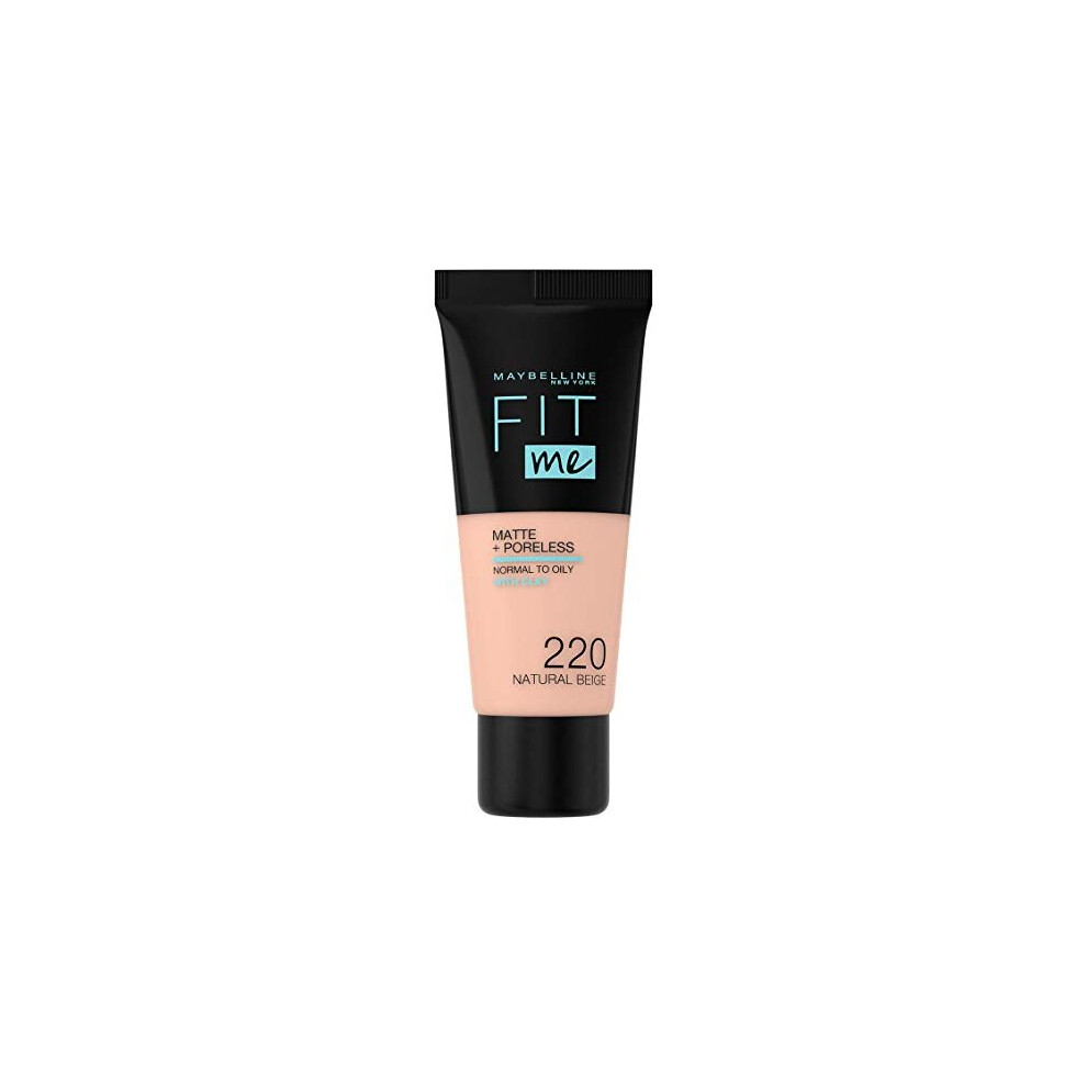 Fit Me Foundation Matte Poreless Full Coverage Blendable Normal to Oily Skin 220 Natural Beige 30ml