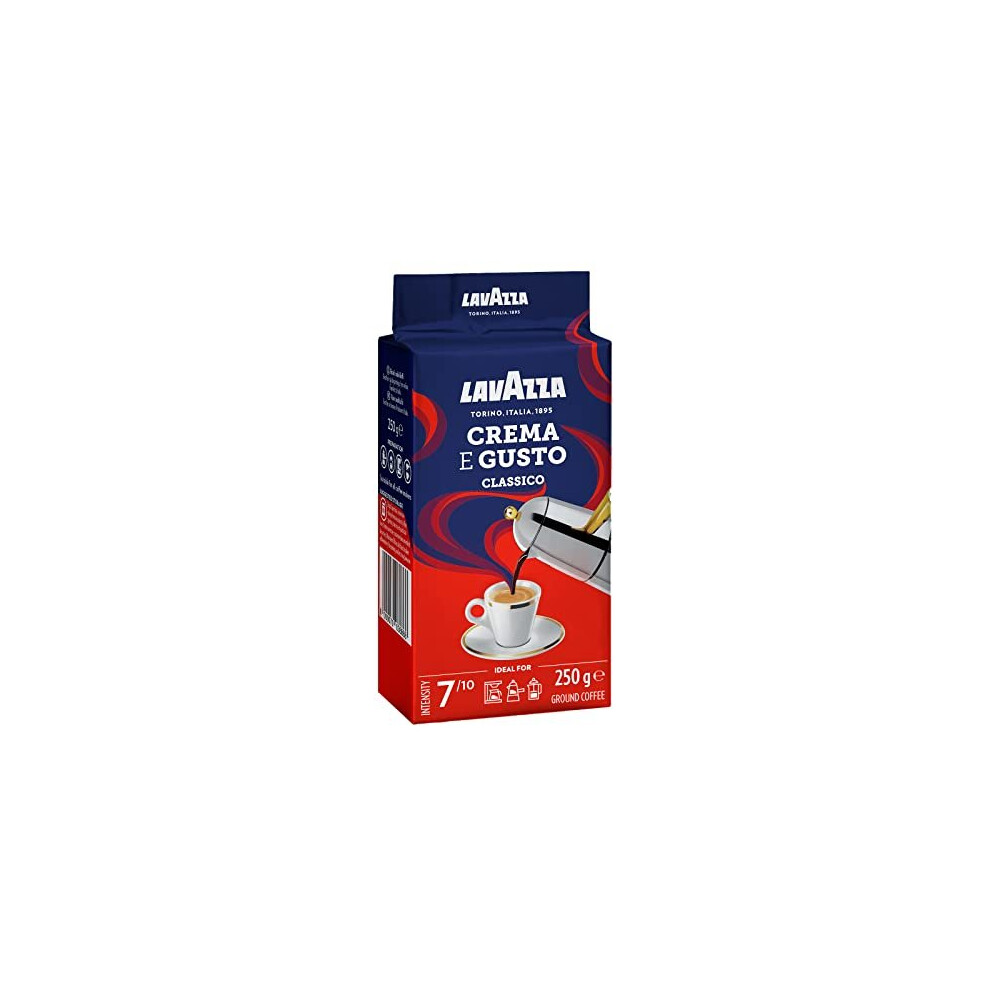 Lavazza Crema e Gusto Classico Ground Coffee 8 Packs of 250g Ideal for Moka Pot or Filtered Coffee Rounded Inviting Taste Intensity 710 Spicy Aromatic