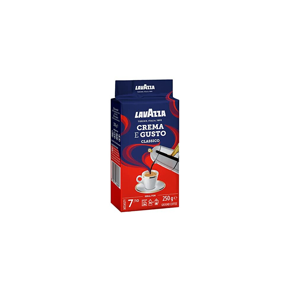 Lavazza Crema E Gusto Classico Ground Coffee 8 Packs Of 250G Ideal For Moka Pot Or Filtered Coffee Rounded Inviting Taste Intensity 710 Spicy Aromatic