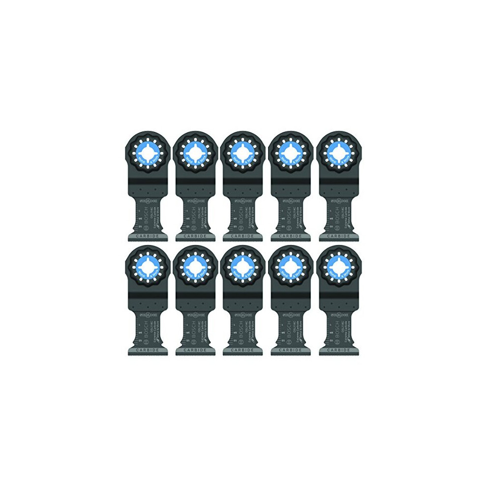 Starlock Carbide Oscillating Tool Blades Multi Tool Blades for Cutting Iron Bar Metal Wood with Nails Drywall and Tile 10Pack 114 Width OSL114C10