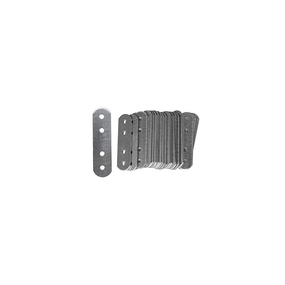 20 X Connecting Plates 60 X 16 X 15 Straight Repair Joining Fixing Mending Flat Bracket Brace Shelf Support Metal Galvanised Connector 646648140359