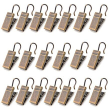 20 Curtain Clips wHook Antique Brass