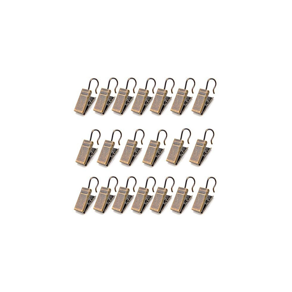 20 Curtain Clips wHook Antique Brass