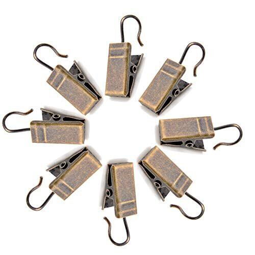 20 Curtain Clips wHook Antique Brass 1
