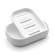 UVIVIU Plastic Soap Dish with Drainage - Durable Polypropylene Holder for Bathroom and Shower, Keeps Soap Dry and Easy to Clean, White