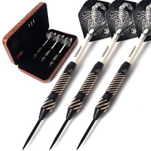 24 grams Black Scorpion Steel Tip Darts Set with Deluxe PU Darts Case