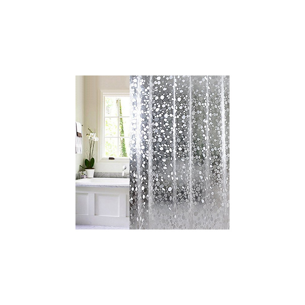 Shower Curtain Jaragar Waterproof Mildewproof Semi Transparent PVC Shower Curtain with Crystal Stone Pattern Bath Accessories 71 x 71 inch with