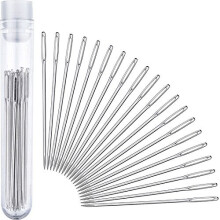 Largeeye Stitching Needles for Leather Projects with Clear Bottle 20 Pack