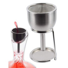 3in1 Steel Funnel with Strainer Wine Shower Aerator Filter Storage Stand Improves Wine Clears Residues