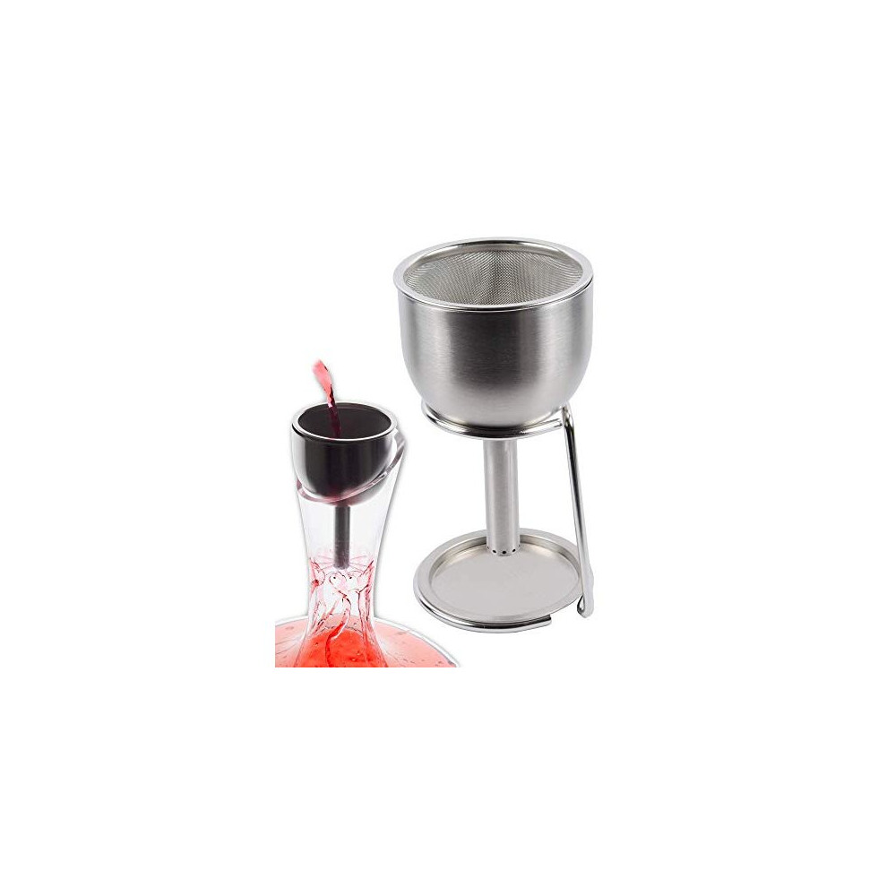 Plaisir De La Cave 3In1 Steel Funnel With Strainer Wine Shower Aerator Filter Storage Stand Improves Wine Clears Residues