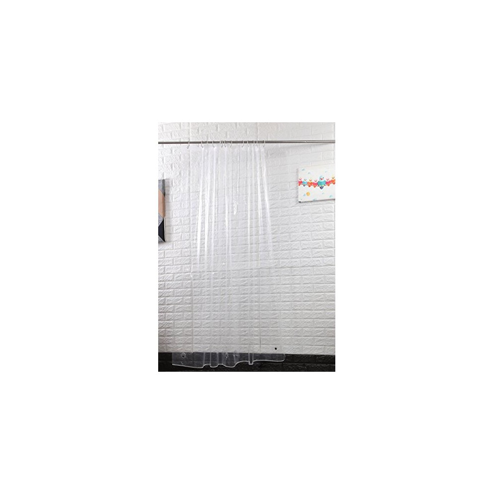 180cm Wide X 200cm Long MildewProof Shower Curtain Liner Clear Eco PEVA 8 Gauge Waterproof Bathroom Curtain Weighted With 12 Hooks