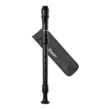 602AMB Treble Recorder Matt Black - 3-Piece, Key of F, Arched Windway, ABS Plastic, Includes Bag & Cleaning Rod