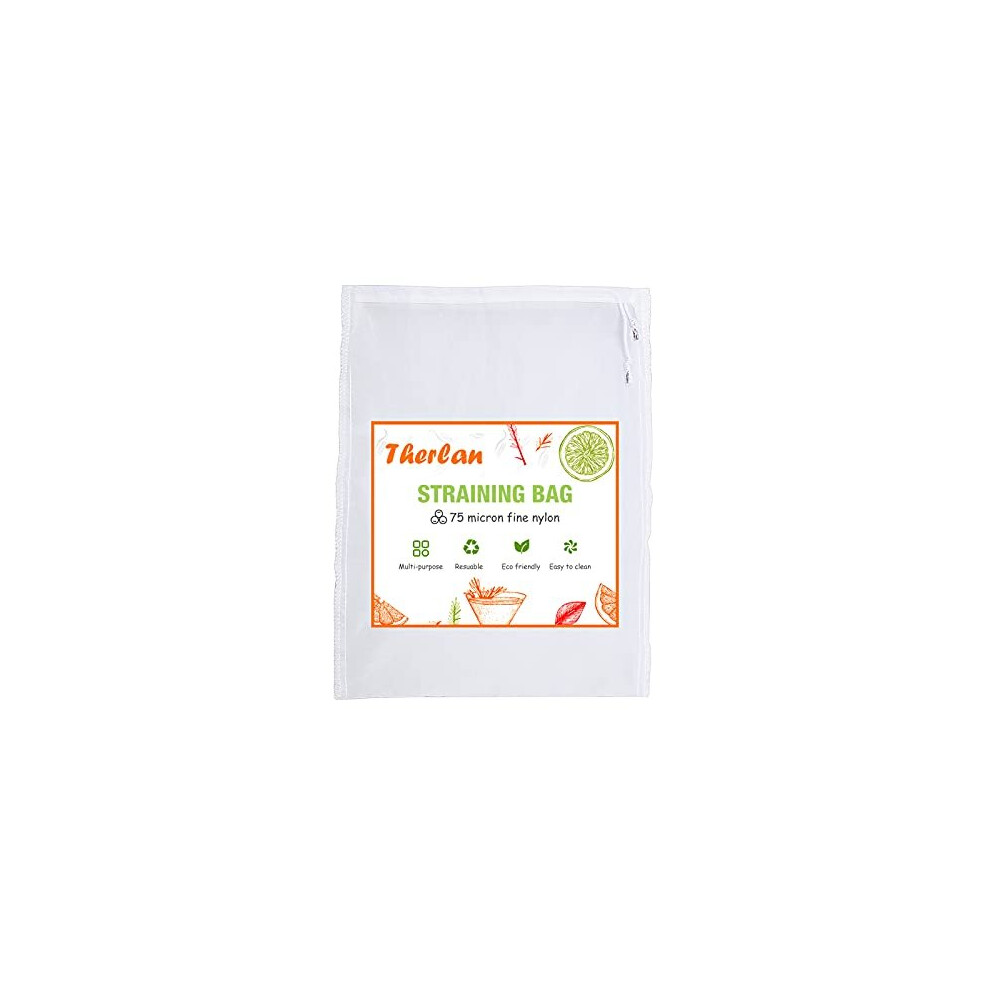 Therpin 75 Micron Nylon Straining Bag Fine Mesh Food Strainer Filter Bags for Nut Milk Green Juice Cold Brew Home Brewing 22cm x 32cm