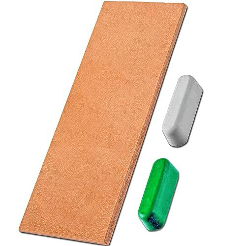 Leather Honing Strop 3 Inch by 8 Inch with 2oz Green White Compound STROP