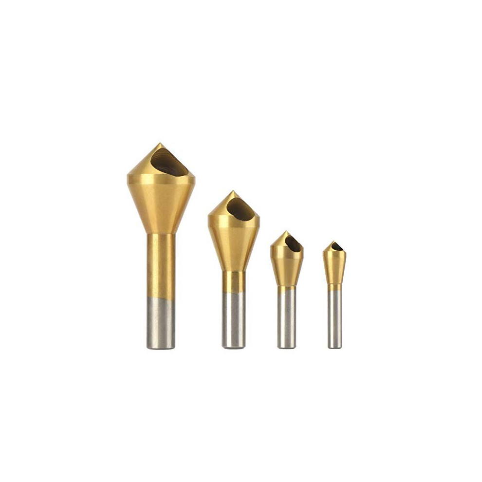 4 Pcs Titanium Coated Countersink Chamfer Tool Deburring Tool Set Metal Wood Drill Bits Set