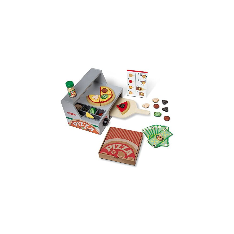 Melissa & Doug Pizza Toy Shop Wooden Play Food Sets For Children Kitchen Toys For Girls Or Boys 3 Wooden Food Toys Play Kitchen Accessories Wooden Toy Food Set For