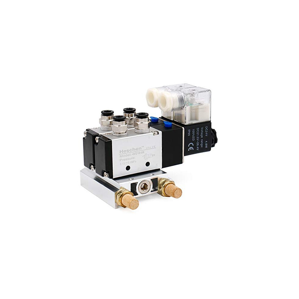 Electrical Pneumatic Twin Solenoid Valve 4V21008 Dc 24V Pt14 5 Way 2 Position Manifold Base Muffler Quick Fittings Set 670534173152