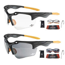 Finisher Work Sport Safety Glasses Bundle Offer Clear and Smoke Lens Wraparound Lenses with UV Impact ProtectionRated to EN166F and EN170 Neckcord and