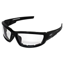 Global Vision Sly gepolsterte Motorrad-Sonnenbrille, schwarze Rahmen, doppelt eingespritztes Gummi an den Bgeln, klare Glser