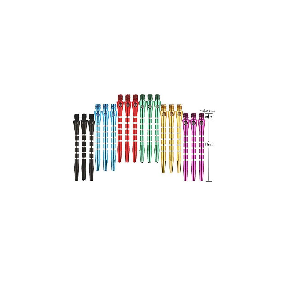 18Pack Dart Shafts Aluminium Medium Harrows 2BA Colored Darts Stems Metal Throwing Toy 6 Colors