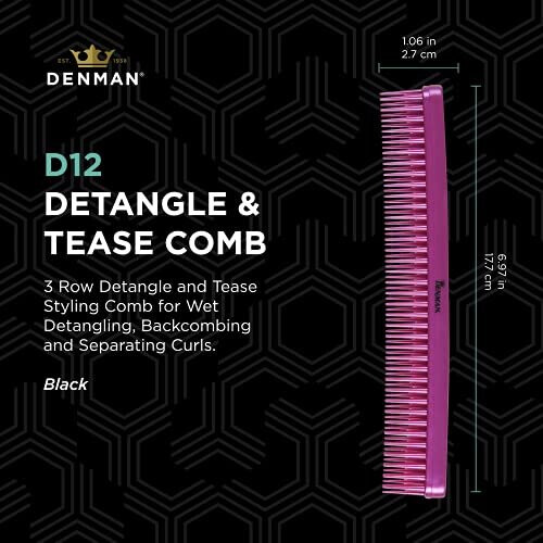 Denman D2 TAME Tease Comb Pink 1 count 1