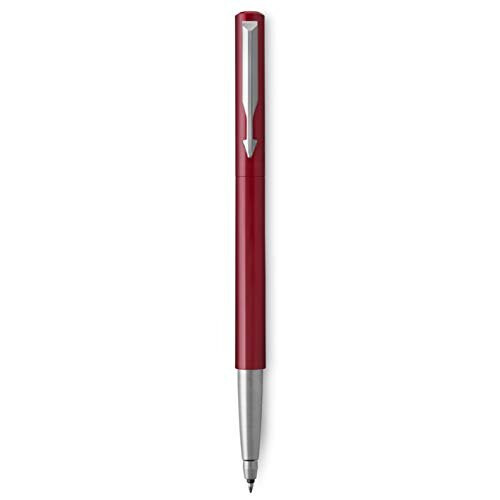 Parker Vector Rollerball Pen Red with Chrome Trim Medium Point Blue Ink Gift Box