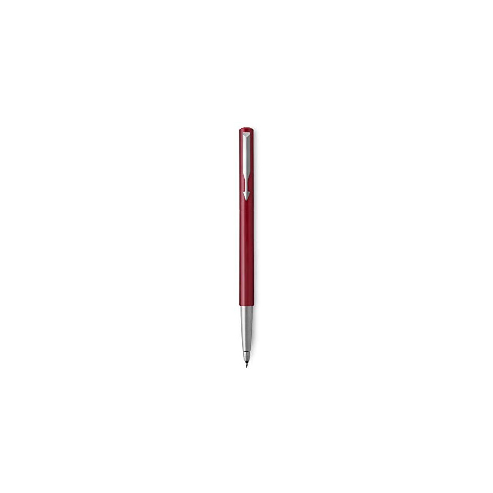 Vector Rollerball Pen Red with Chrome Trim Medium Point Blue Ink Gift Box