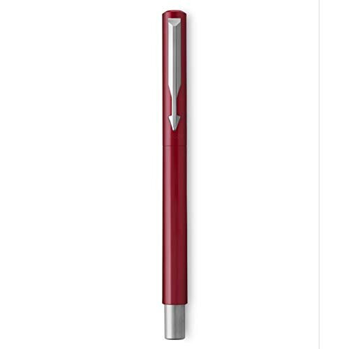 Parker Vector Rollerball Pen Red with Chrome Trim Medium Point Blue Ink Gift Box 1