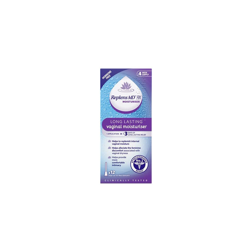 Replens Longer Lasting Vaginal Moisturiser Symptomatic Relief From Vaginal Atrophy Dryness Pack Of 12 Prefilled Applicators