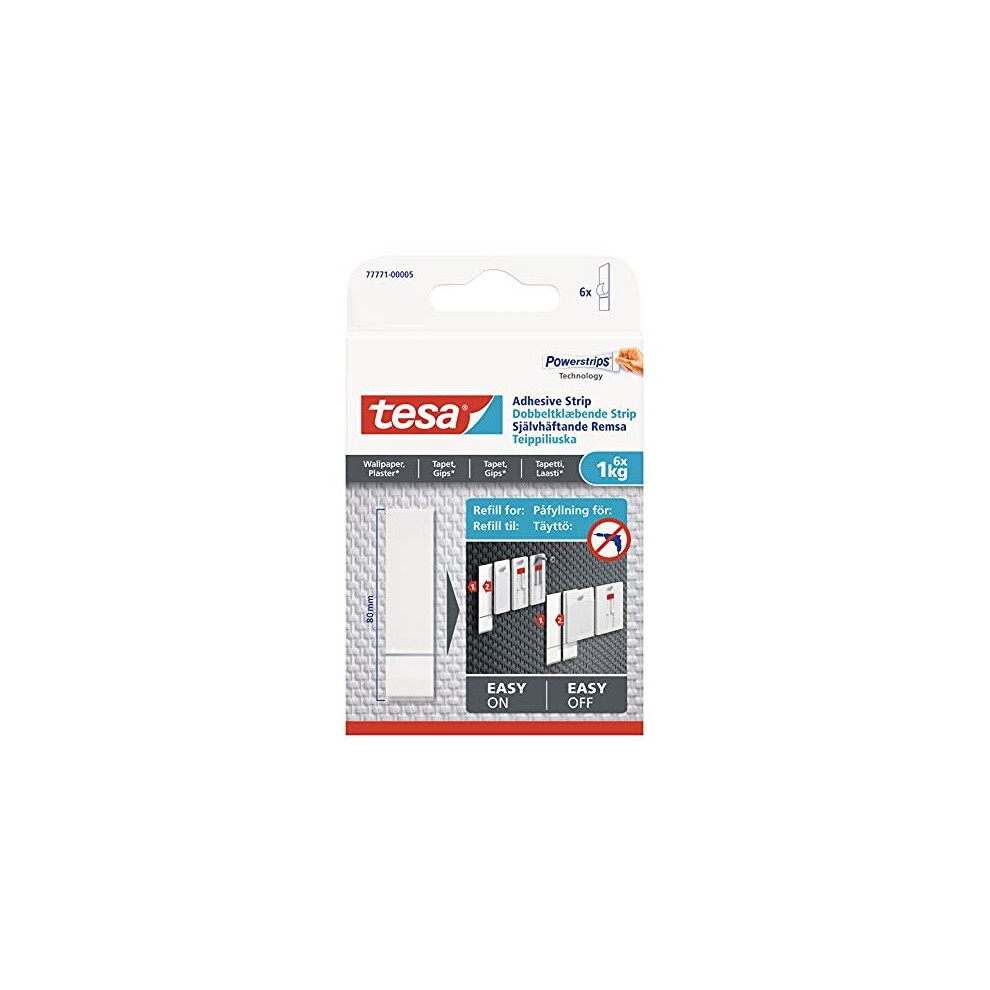Tesa Powerstrips Adhesive Strips For Wallpaper And Plaster Refills For Tesa Adhesive Nails Adhesion Of 10 Kgnail Removes Without Trace 6 Strips 4042448353825