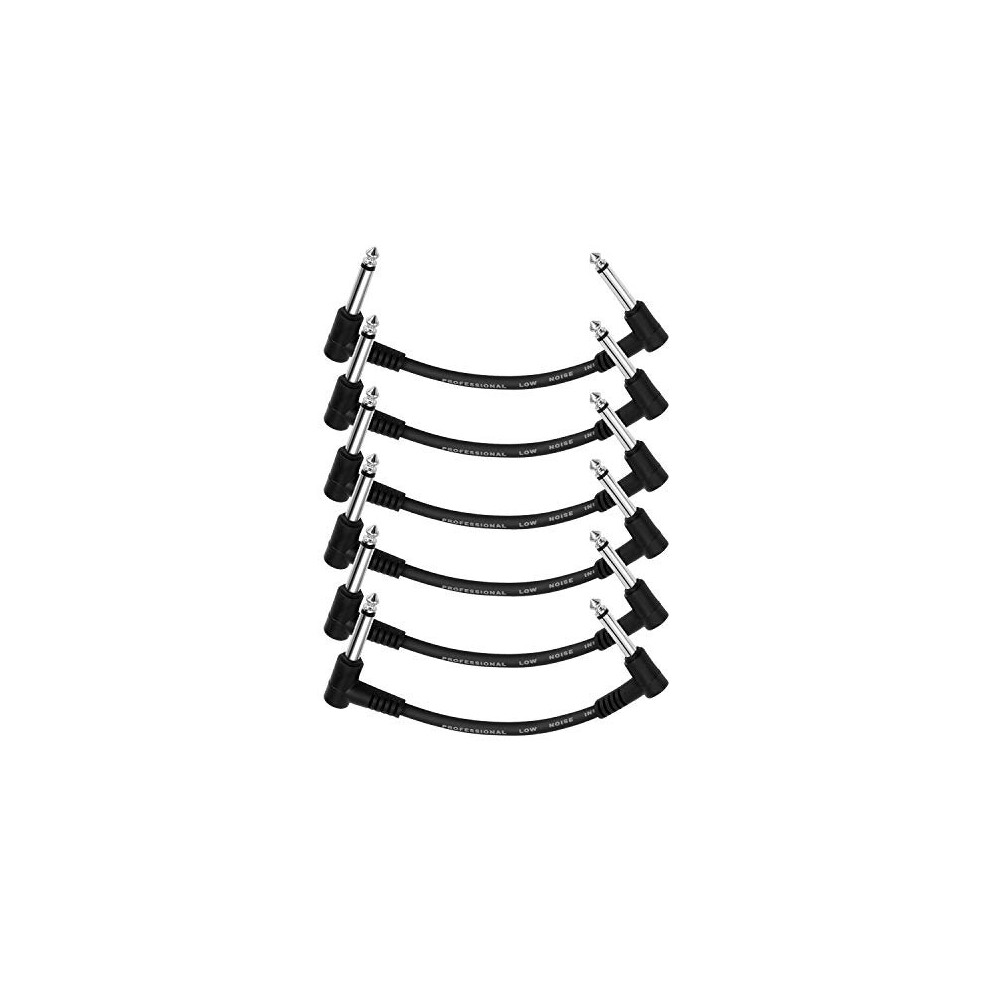 6 Inch Guitar Patch Cable Black Guitar Effect Pedal Cables Noiseless TS Mono Cords for GuitarBass Effect Pedals 6 Pack