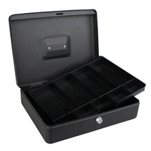 12 Cash Box Black Steel Petty Cash Box Supplied with 2 Keys and Removable Change Tray Perfect Secure Storage for Loose Change