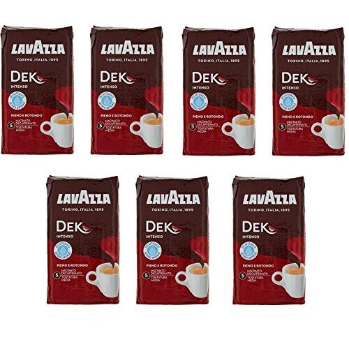 Lavazza 7 x LAVAZZA DEK Intenso Decaffeinated Ground Coffee 250g Italian Espresso