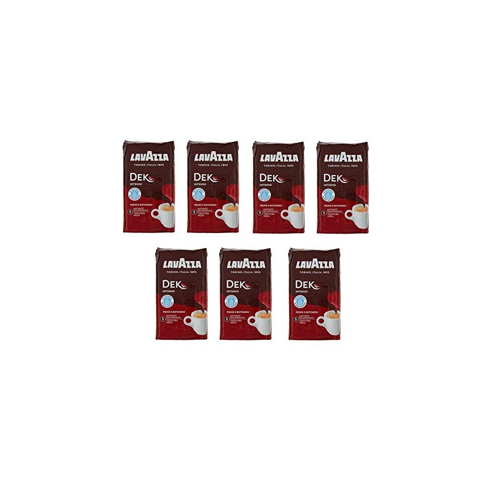 7 x LAVAZZA DEK Intenso Decaffeinated Ground Coffee 250g Italian Espresso