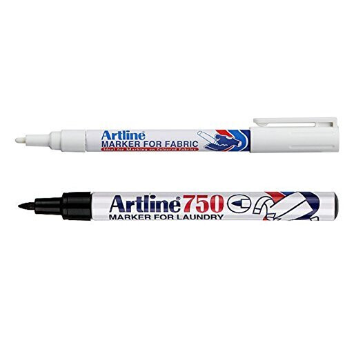 Artline sort vaskeri markør og hvid stofmarkør (Twin Pack)
