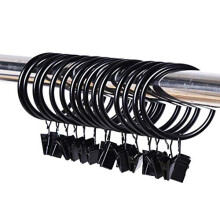 Metal Drapery Black Curtain Rings With Clips Interior Diameter 38mm15 Inch Electroplating Processing 20PCS