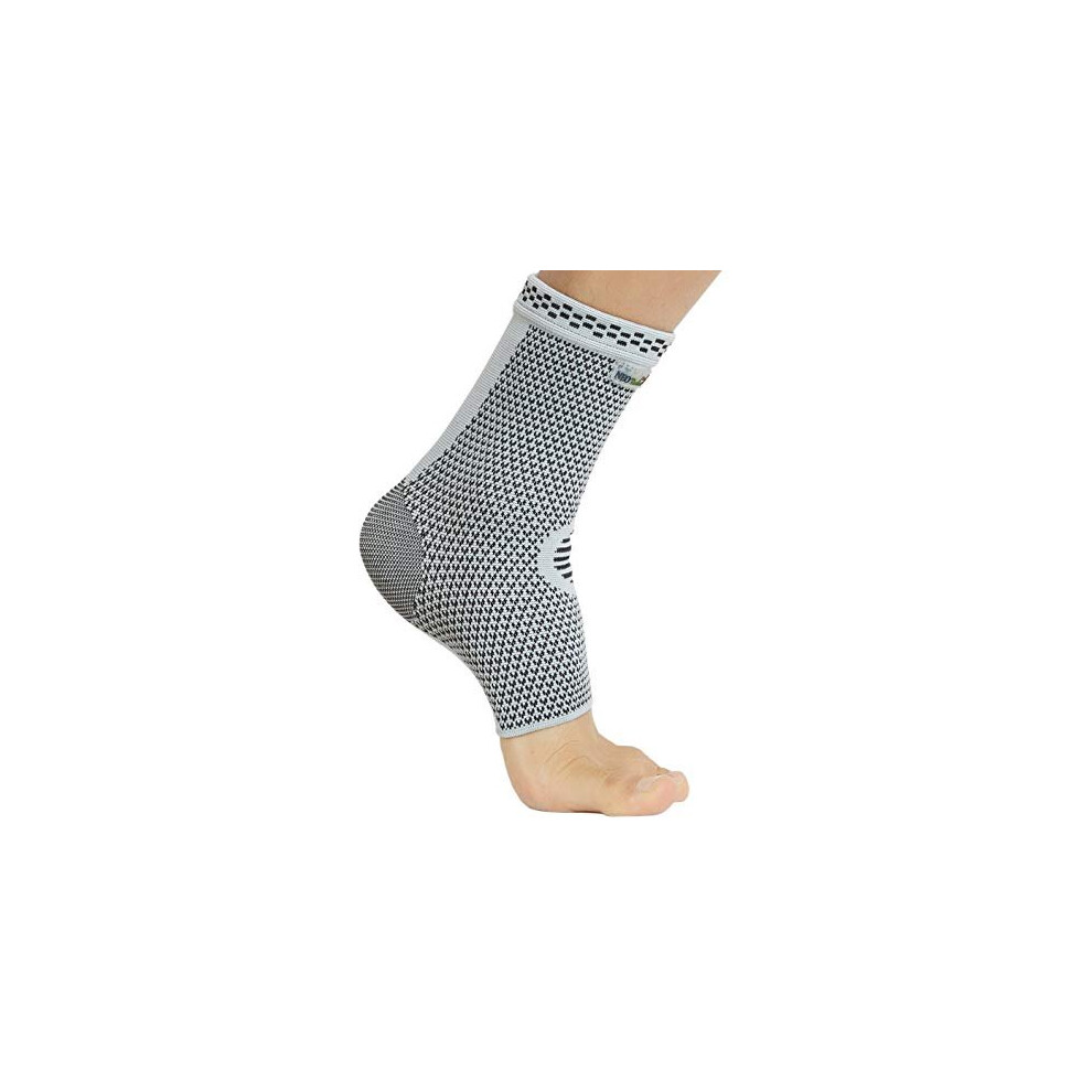 Neotech Care Ankle Support Sleeve Bamboo Fiber Knitted Fabric Light Elastic Breathable Medium Compression Sports Exercise Gym Right Or Left Foot Men Women Grey