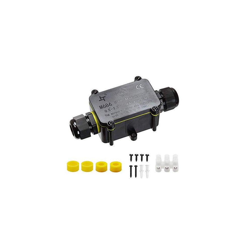 Ip68 Waterproof Junction Box Huyu 2Way Outdoor Cable Connectors With 2 Cable M20 Gland Wire Connector Electrical Junction Box For 512Mm Diameter Cable 702562312156