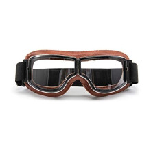 Motorcycle Goggles Motorbike Pilot Glasses Retro Bicycle Antifog MTB Motocross Goggles Safety Goggles Copper Frame Clear Lens