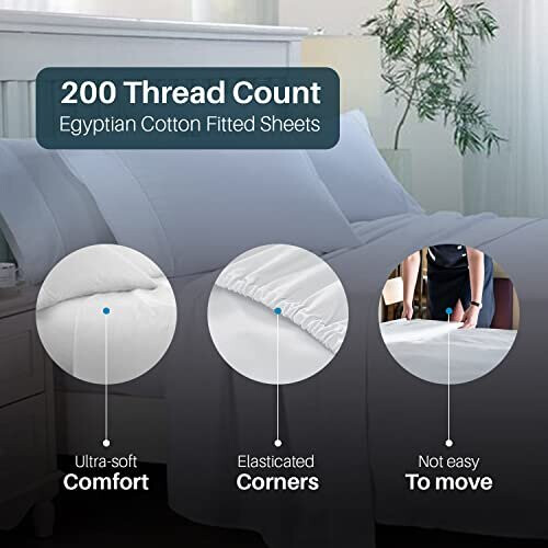 200 Thread Count Cotton Fitted Sheet 30CM12 Inch 4 FT Small Double White 1