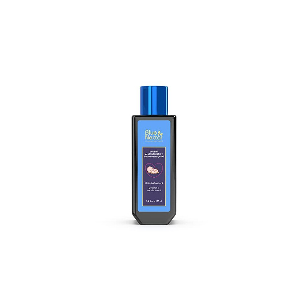 Baby Oil With Organic Ghee 100 Natural Baby Massage Oil With Coconut Oil Olive Oil 100Ml Blue Blue Nectar