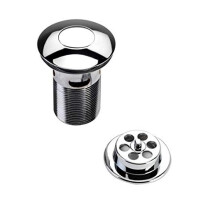 W BATH05 C Round Push Button Bath Waste Slotted C Chrome