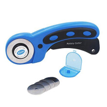 6 in 1 45mm Rotary Cutter with 5 ps 45mm Rotary Blade for Quilting Fabric and Arts Crafts Blue