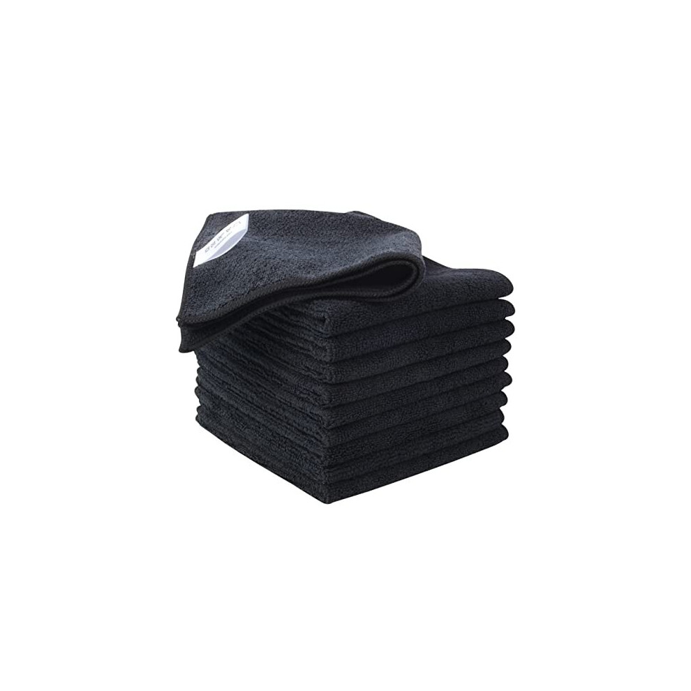 Microfibre Cleaning Cloth Reusable Dish Cloths Super Absorbent and Lint Free Cleaning Towels for House Kitchen Car 32 x 32 cm Pack of 10 Black